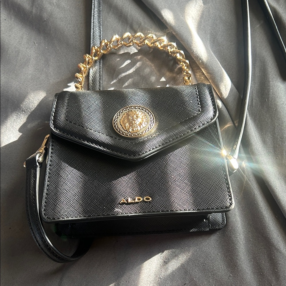 Aldo Black and Gold Crossbody Bag